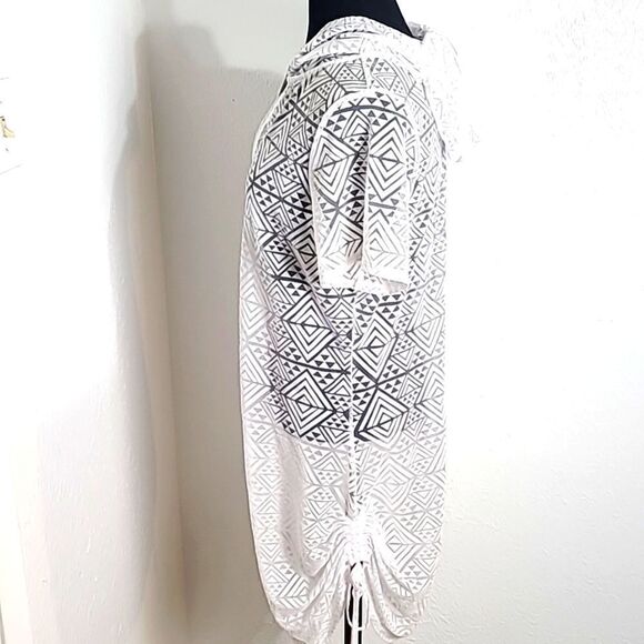 Dotti White See-Through Cover-up with Hoodie, Zipper Neckline,  Size Large - Picture 5 of 8